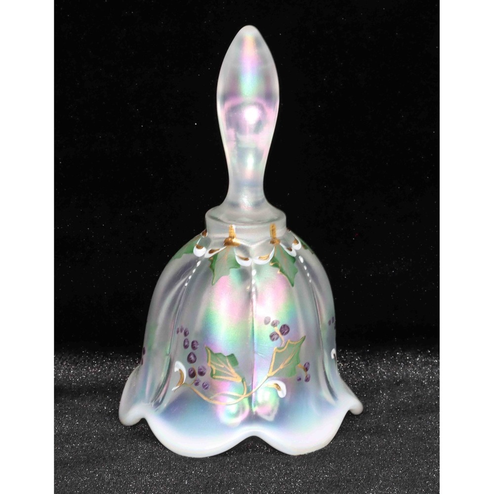 Fenton 5 3/4" Bell Grapes Opalescent Hand Painted #626 P. Hayhurst